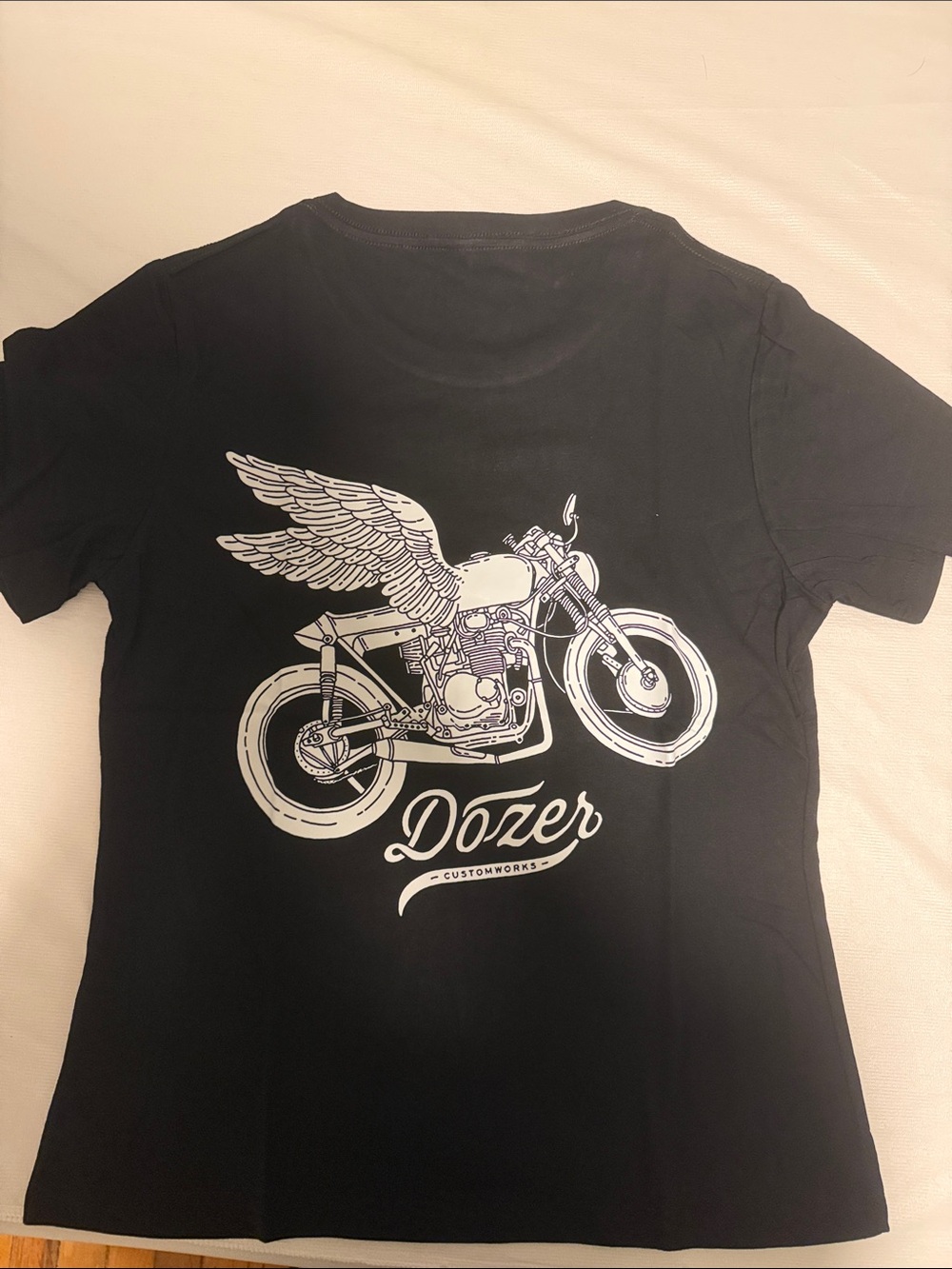 Women's Short Sleeve Tee - Black Winged Motorcycle Graphic
